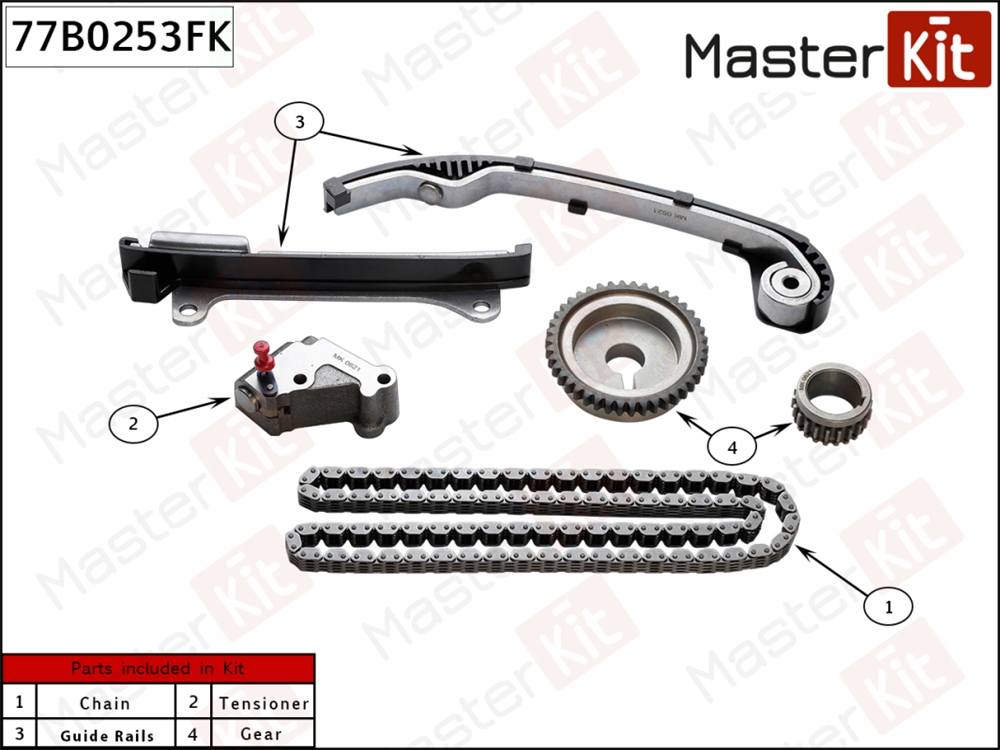 MASTERKIT 77B0253FK Комплект цепи ГРМ со звед.