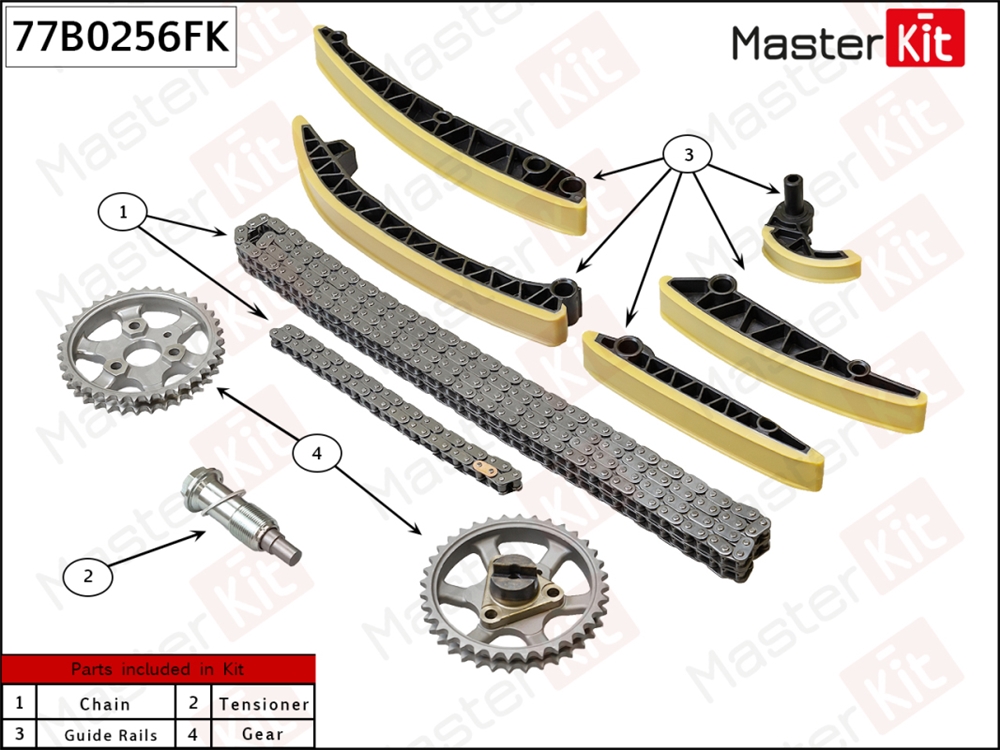 MASTERKIT 77B0256FK Комплект цепи ГРМ MERCEDES OM 642 W203/W204/C209/C218/W211/W212/X164/X204/W164/W251/Sprin