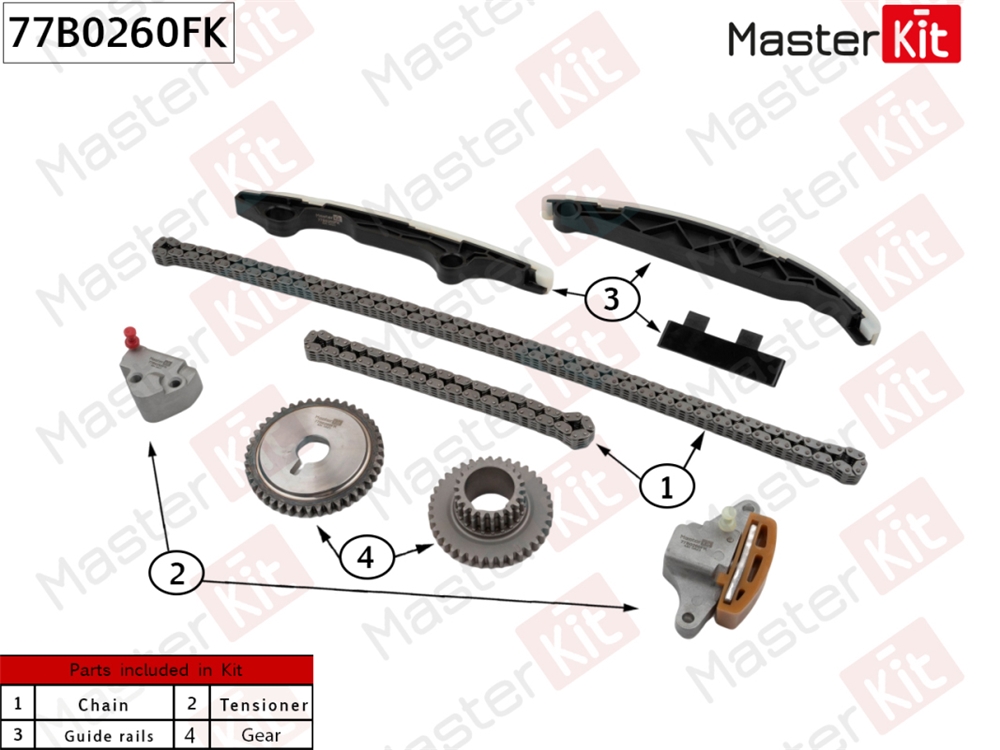 MASTERKIT 77B0260FK Комплект цепи ГРМ NISSAN QR25DE X-TRAIL (T31) 10 77B0260FK