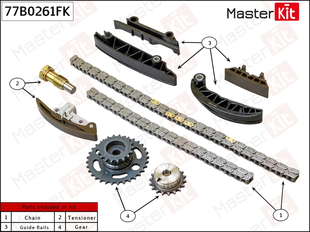 MASTERKIT 77B0261FK Комплект цепи ГРМ VAG BLV/BWS/CDVA/CDVB/CMVA/CNNA
