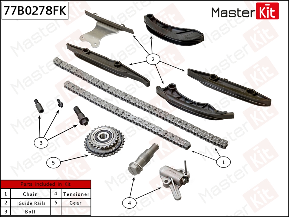 MASTERKIT 77B0278FK Комплект цепи ГРМ BMW 3 F30/F35 2.0 B48B20А со звездочками