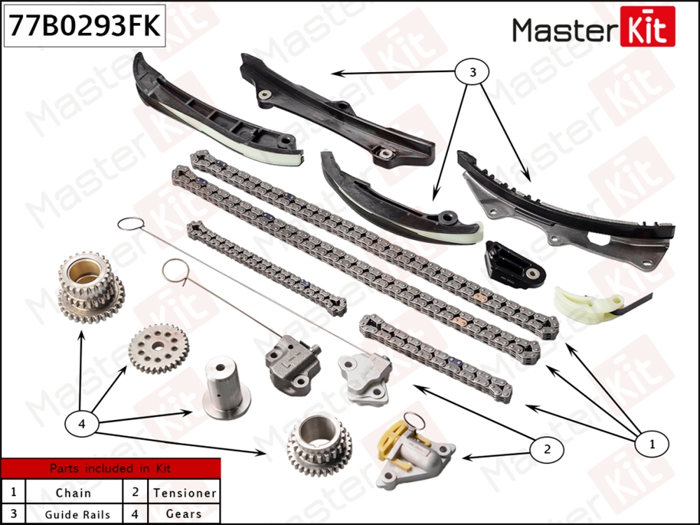MASTERKIT 77B0293FK Комплект цепи ГРМ JEEP GRAND CHEROKEE IV (WK2) 10- 3.6 ERB