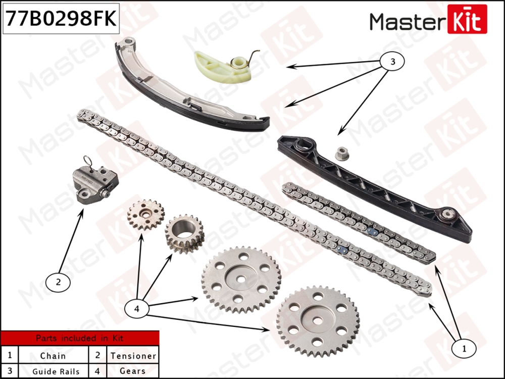 MASTERKIT 77B0298FK Комплект цепи ГРМ MAZDA CX-7 (2007-) L5-VE со звездочками