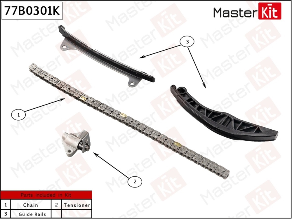MASTERKIT 77B0301K Комплект цепи ГРМ KIA PICANTO 11- без звездочек