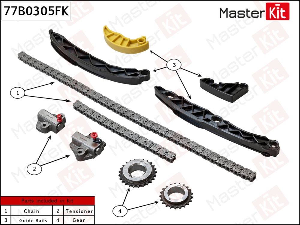 MASTERKIT 77B0305FK Комплект цепи ГРМ HYUNDAI/KIA G4KL