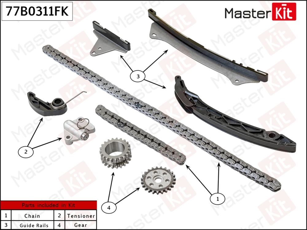 MASTERKIT 77B0311FK Комплект цепи ГРМ CHERY SQRE4G16 ТIGGO 3