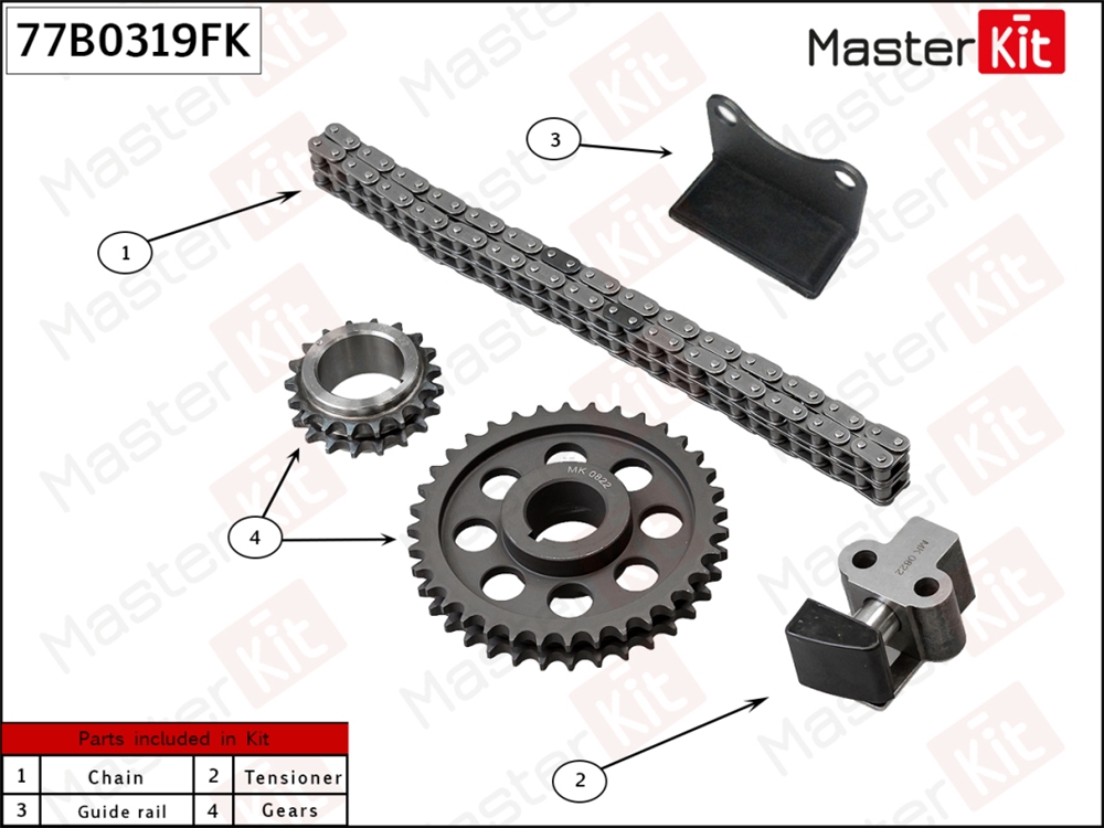 MASTERKIT 77B0319FK Комплект цепи ГРМ GREAT WALL 491QE 77B0319FK