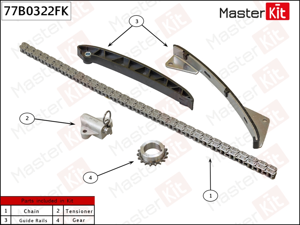 MASTERKIT 77B0322FK Комплект цепи ГРМ GEELY JLy-4G15/JLy-4G18