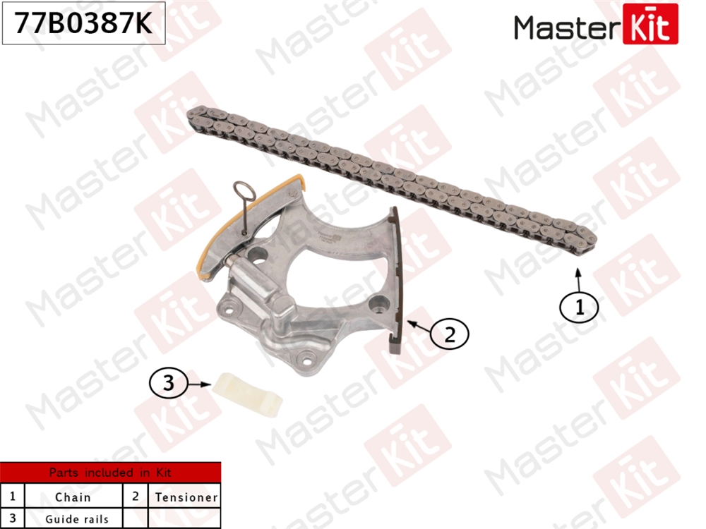 MASTERKIT 77B0387K Комплект цепи ГРМ VAG CREC 3.0 TFSI без звездочек