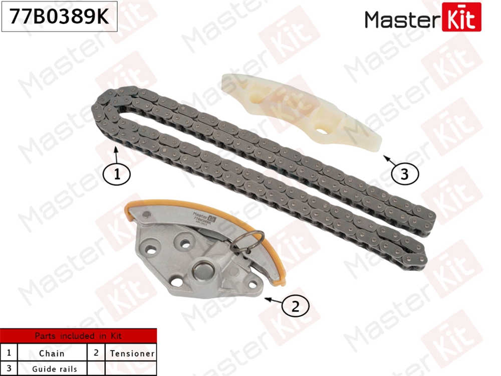 MASTERKIT 77B0389K Комплект цепи ГРМ VAG CREC 3.0 TFSI без звездочек