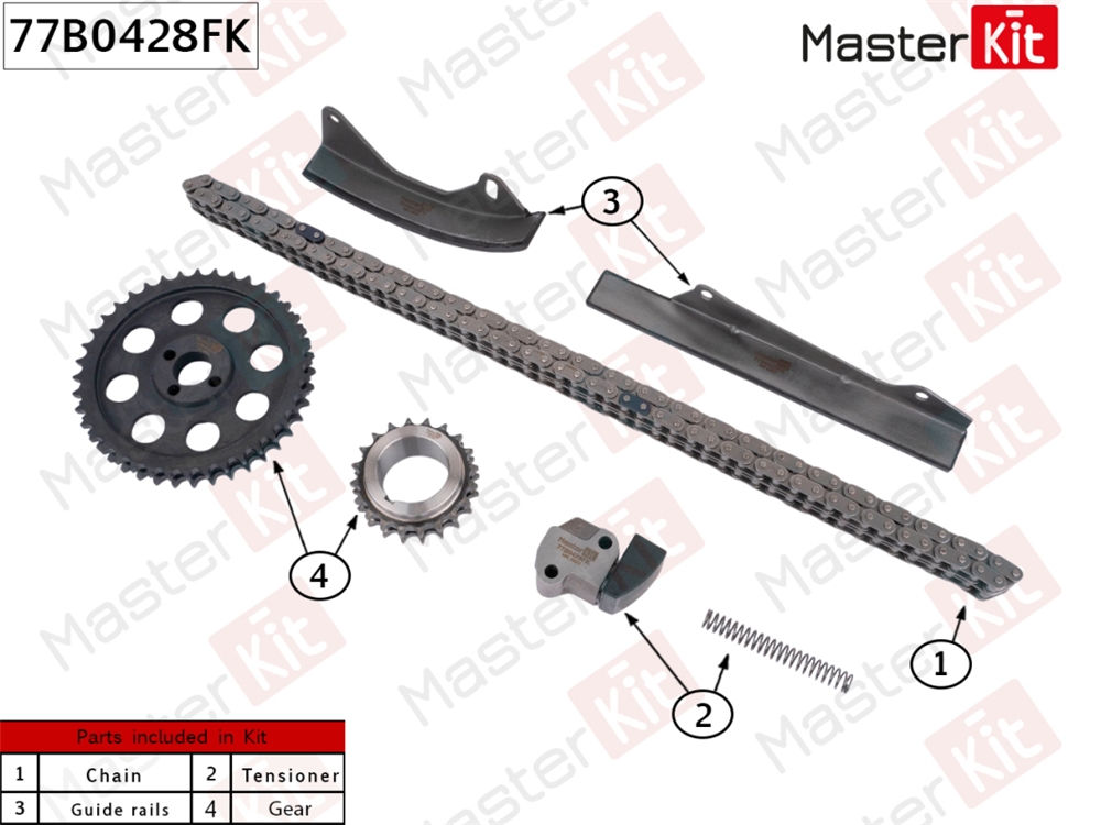 MASTERKIT 77B0428FK Комплект цепи ГРМ NISSAN Z20/Z20E/Z22/Z22E со звездочками