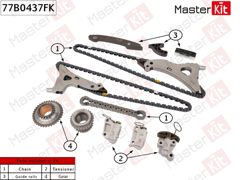 MASTERKIT 77B0437FK Комплект цепи ГРМ MB 3.5 M276 со звездочками
