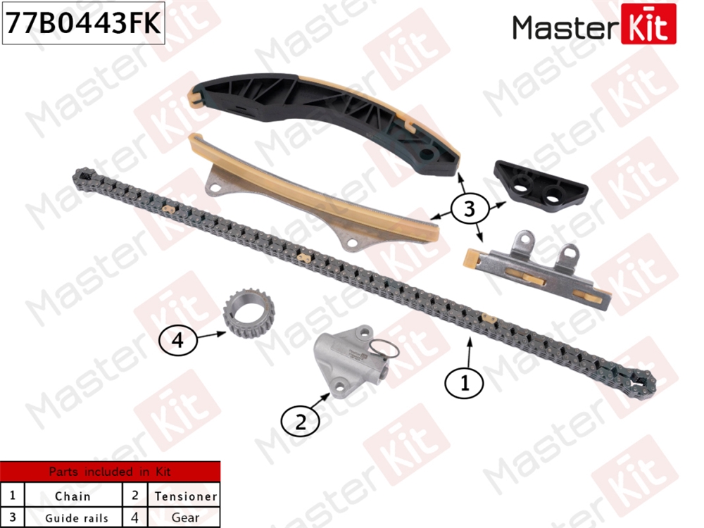 MASTERKIT 77B0443FK Комплект цепи ГРМ HYUNDAI/KIA G4LA