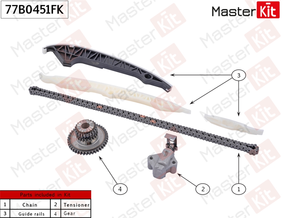 MASTERKIT 77B0451FK Комплект цепи ГРМ VAG CHHA/CHHB TIGUAN/GOLF 17- со звездочками