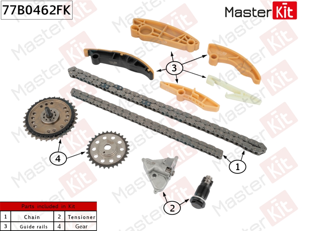 MASTERKIT 77B0462FK Комплект цепи ГРМ LAND ROVER 204DTD DISCOVERY SPORT 14- со звездочками