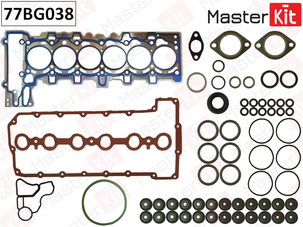 MASTERKIT 77BG038 Верхний комплект прокладок с прокладкой ГБЦ BMW X3,Z4,E90,E60,E87,E92,E91,E63,E65 N52