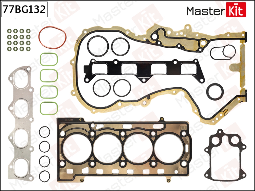 MASTERKIT 77BG132 Полный комплект прокладок ДВС VAG 1.4TSI 06- CAVG/CAXA/CAXC/CMSA/CNVA/CTHG/CTJA/CAVE/CFBA/CT 77BG132