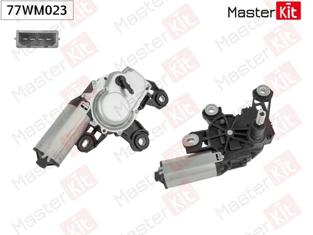 MASTERKIT 77WM023 Мотор стеклоочистителя зад. Skoda Fabia I(6Y2) 99-08,VW Golf IV(1J1),Passat(3B3,3B6) 97-07