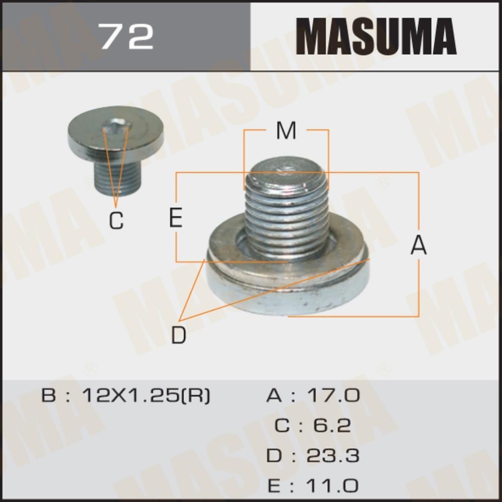 MASUMA 72 Болт маслосливной a/t masuma toyota