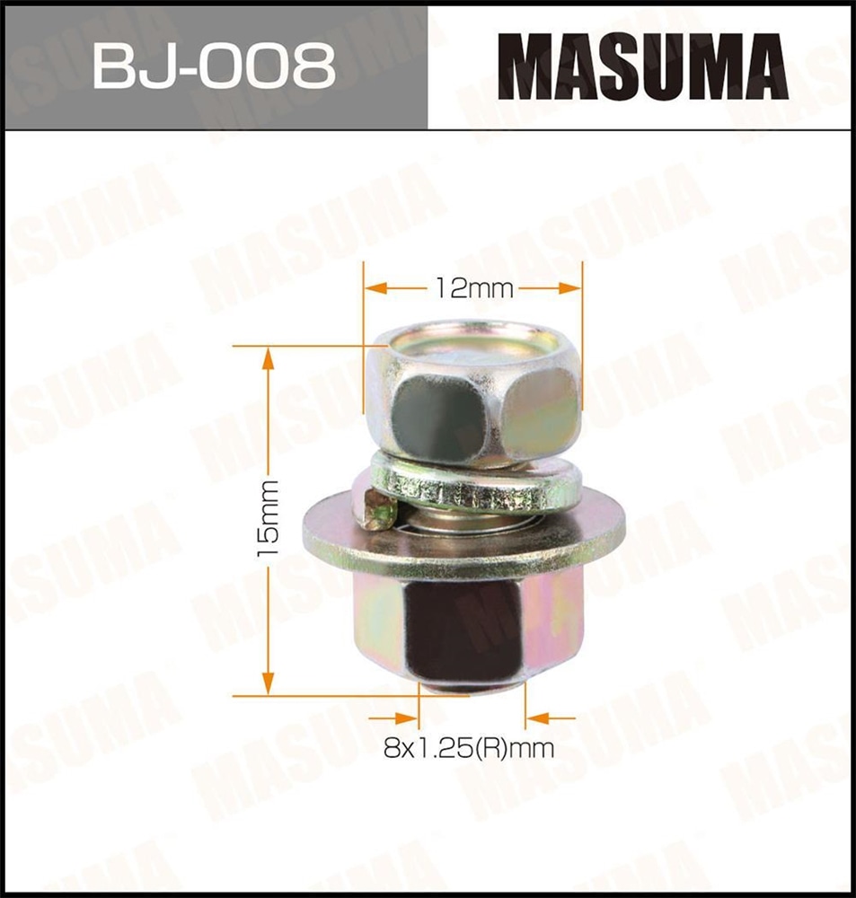 MASUMA BJ008 Болт с гайкой masuma м 8x15x1.25