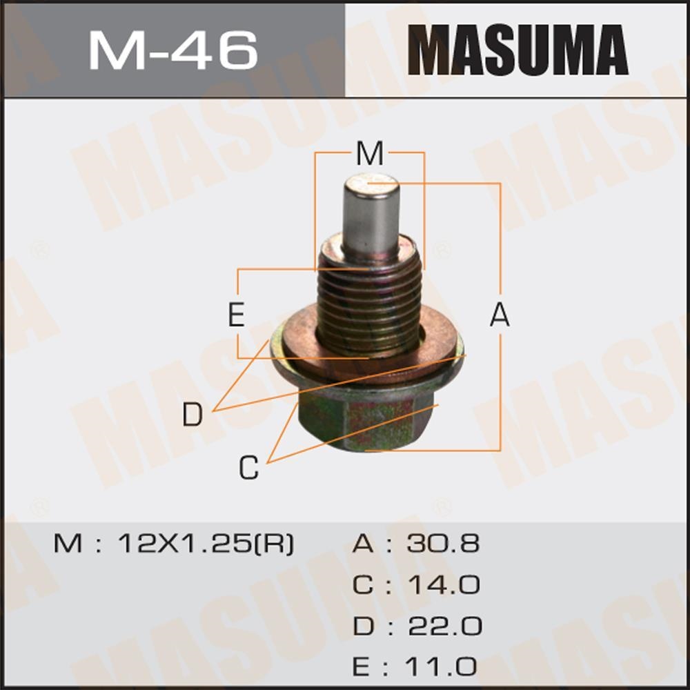MASUMA M46 Пробка поддона сливная М12х1.25мм NISSAN