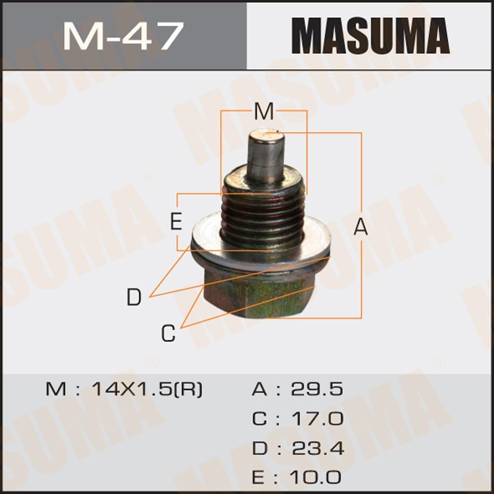 MASUMA M47 Пробка поддона сливная М14х1.5мм ISUZU