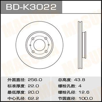 MASUMA BDK3022 Диск тормозной пер. KIA, HYUNDAI, RIO III, SOLARIS I