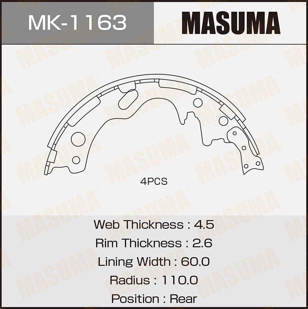 MASUMA MK1163 Колодки торм. бараб.
