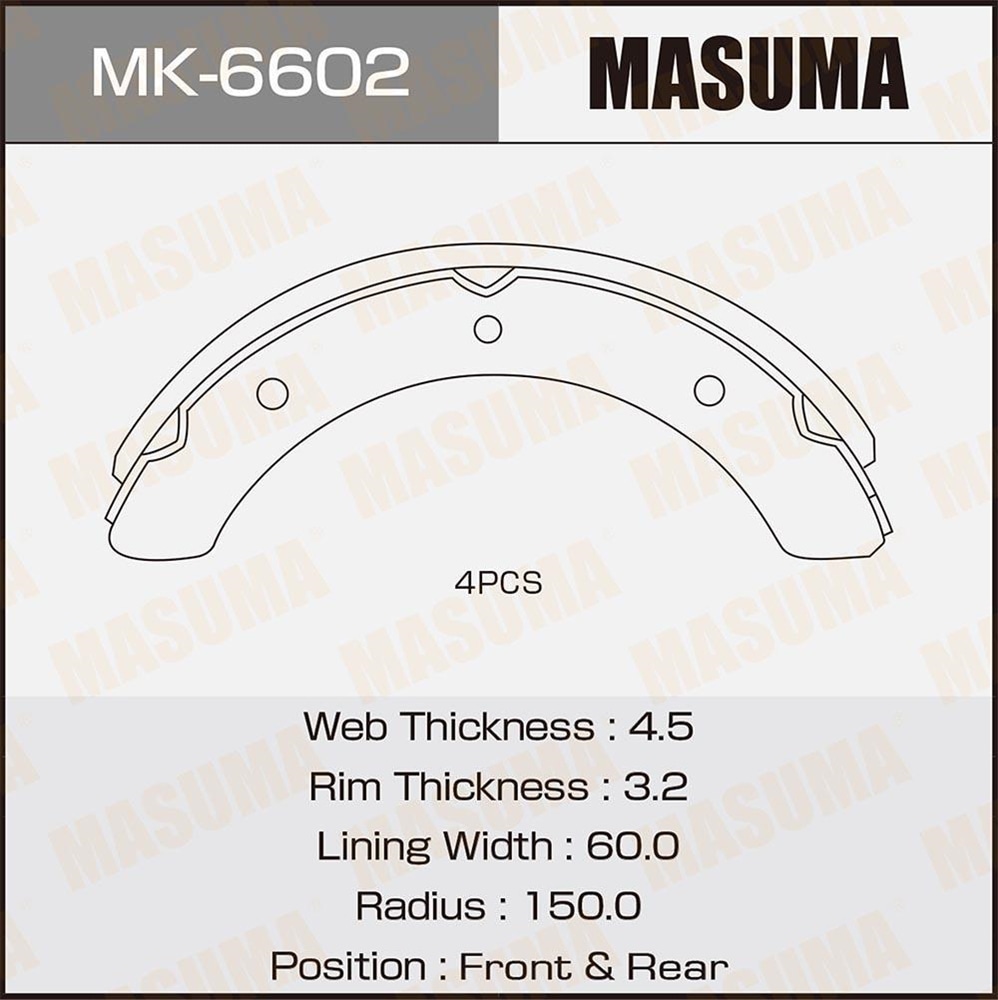 MASUMA MK6602 Колодки барабанные