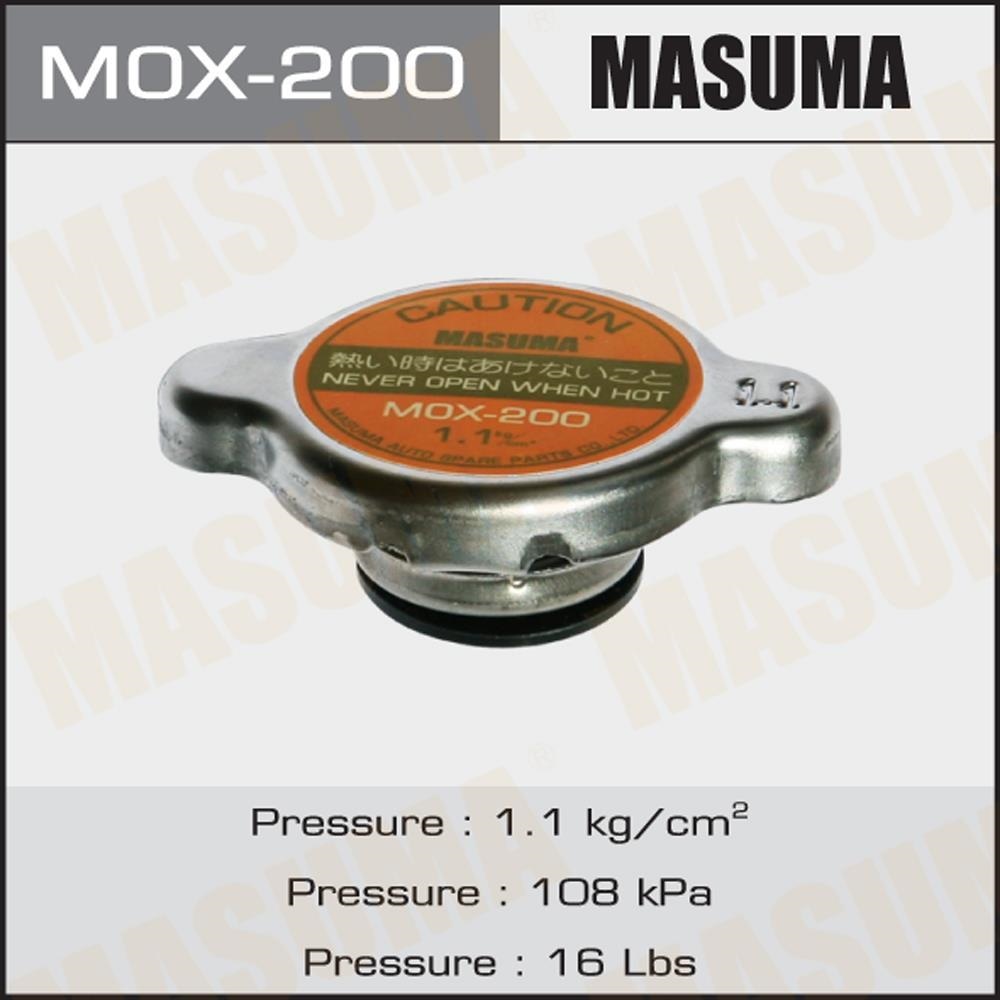 MASUMA MOX200 Крышка радиатора HONDA, MAZDA, MITSUBISHI, NISSAN, SUBARU, SUZUKI, TOYOTA 1.1 кг, см2