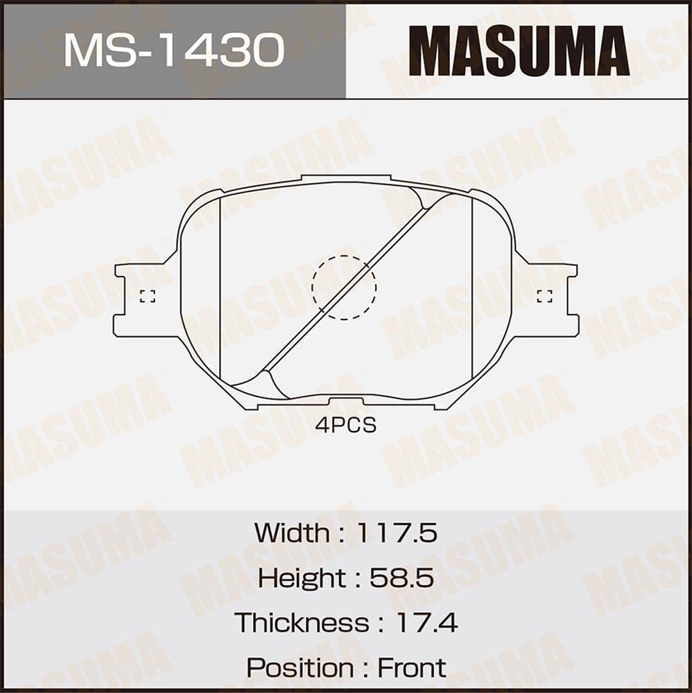 MASUMA MS1430 Колодки торм.пер.