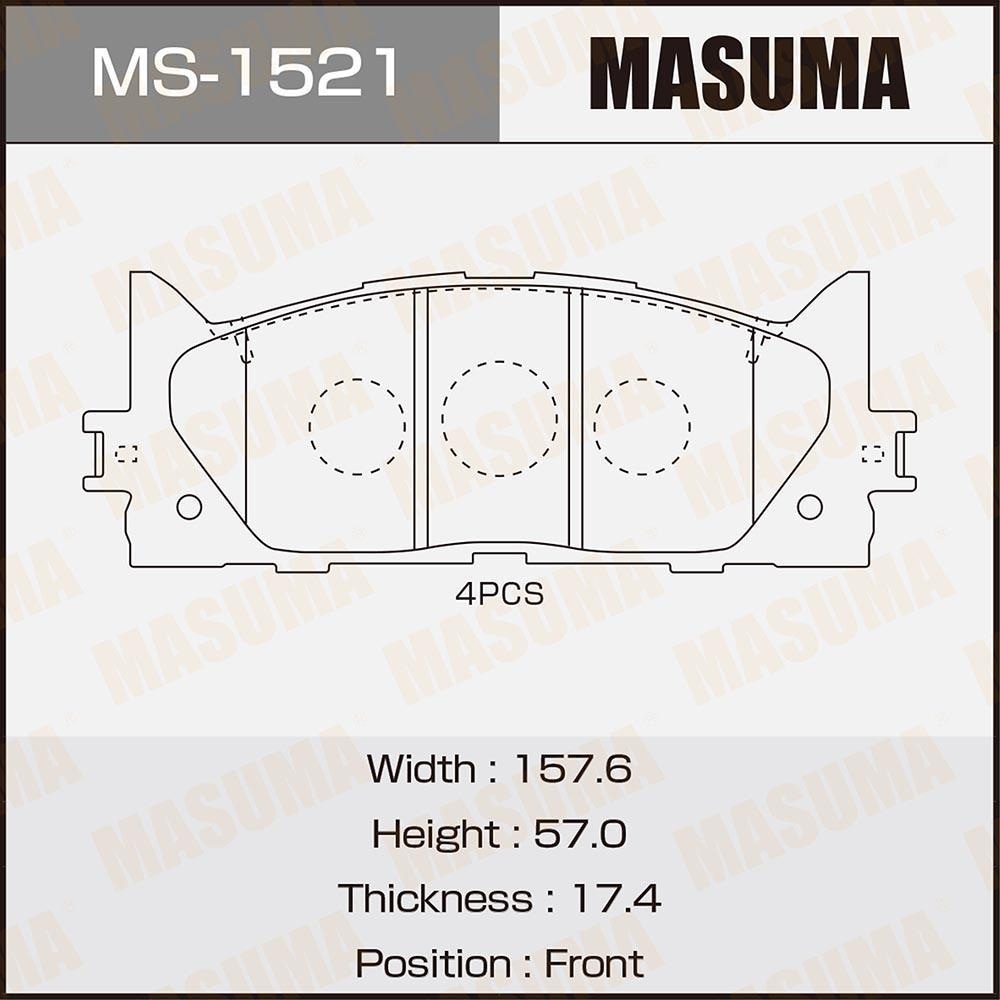 MASUMA MS1521 Колодки тормозные TOYOTA CAMRY 06->