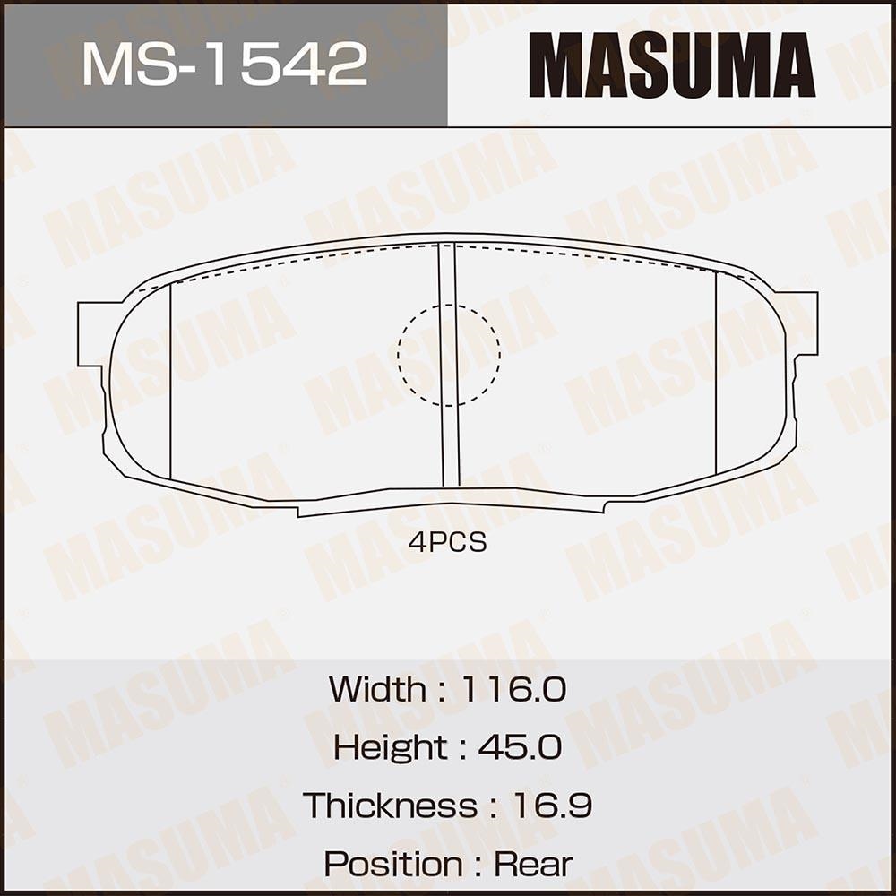MASUMA MS1542 Колодки тормозные зад. TOYOTA LAND CRUISER 07->