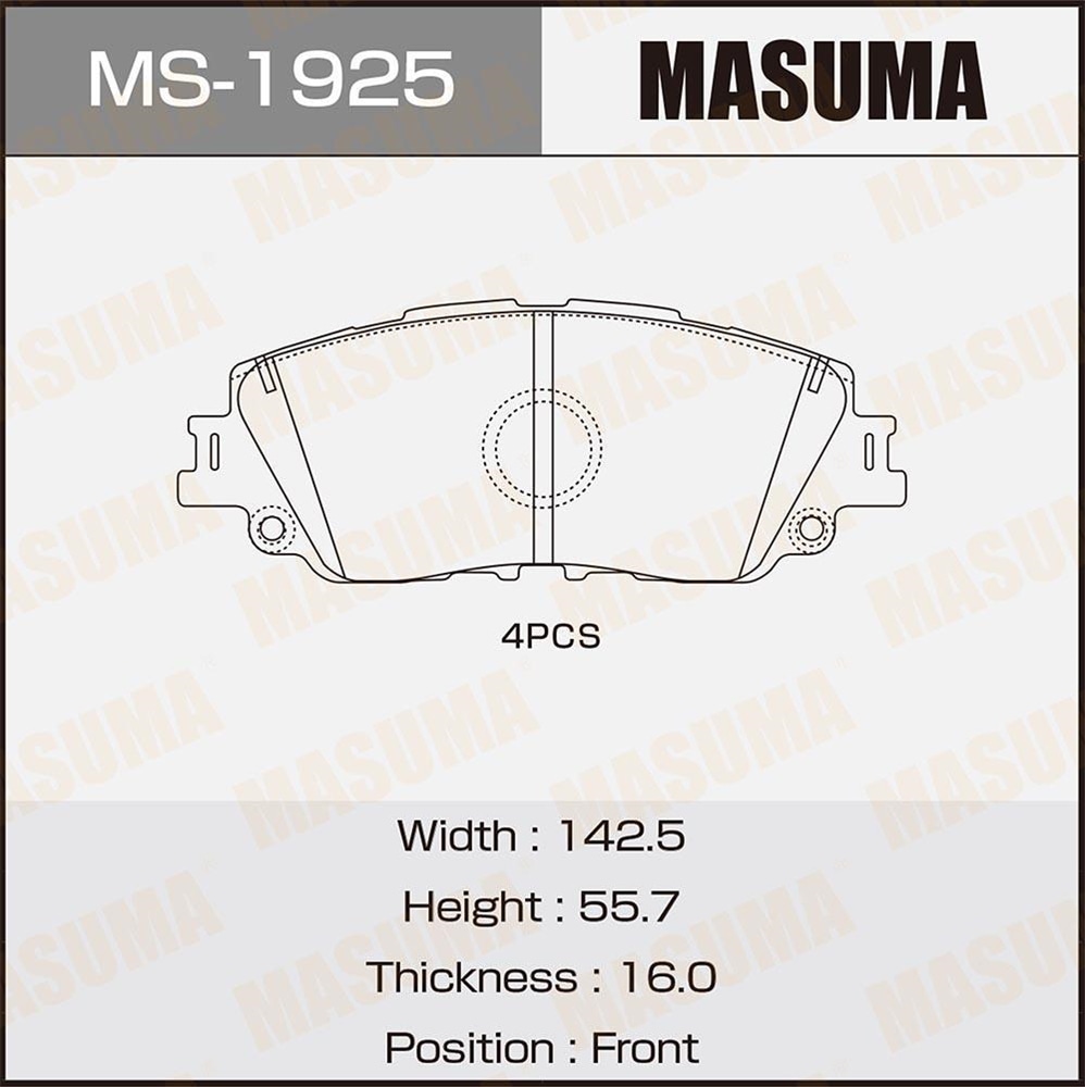 MASUMA MS1925 Колодки торм.пер.