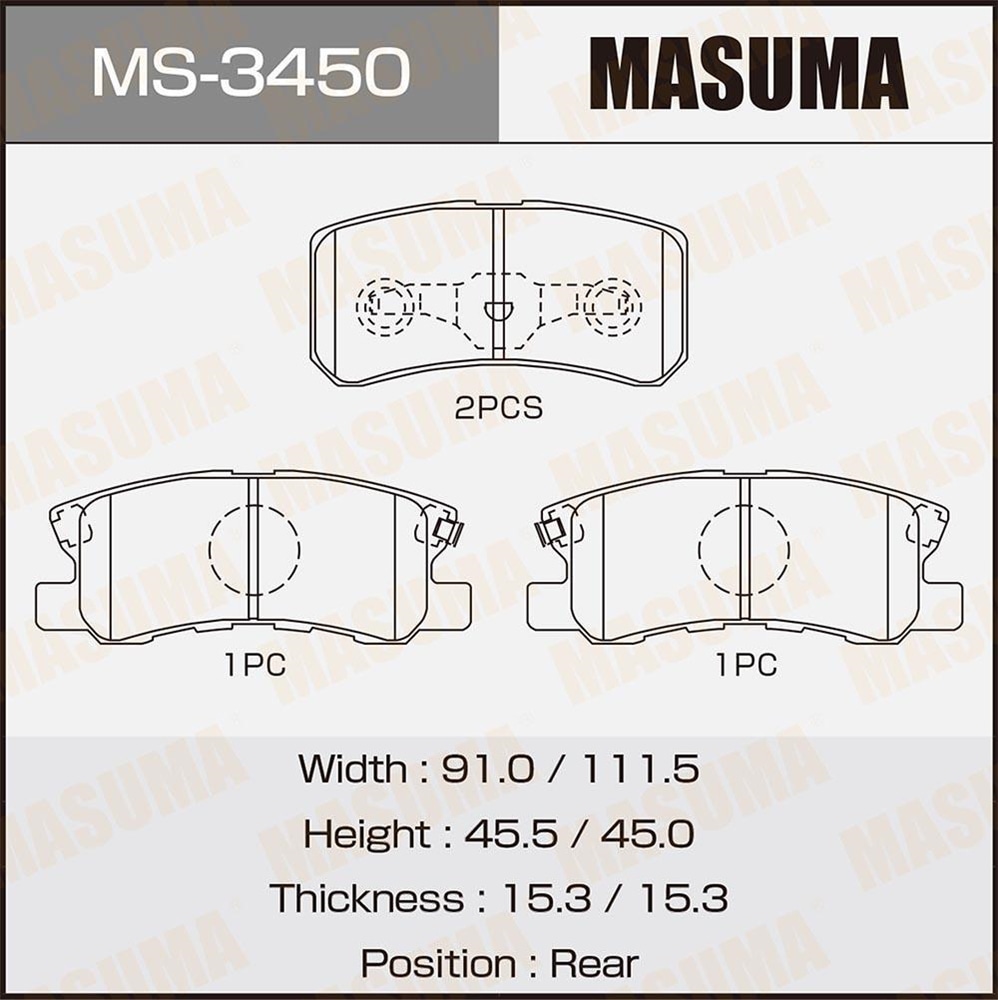 MASUMA MS3450 Колодки торм.зад.