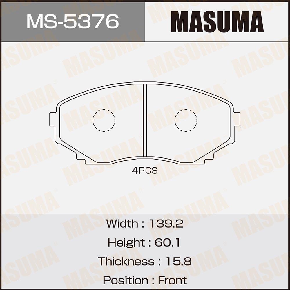 MASUMA MS5376 Колодки тормозные MAZDA CX-9 12->
