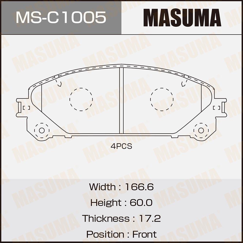 MASUMA MSC1005 Колодки тормозные TOYOTA HIGHLANDER 07->