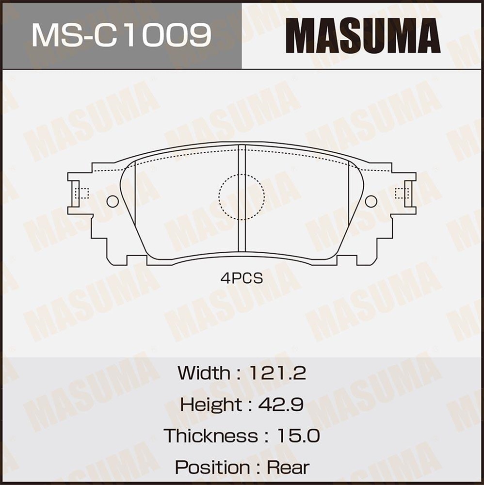MASUMA MSC1009 Колодки тормозные зад. TOYOTA ALPHARD 15->
