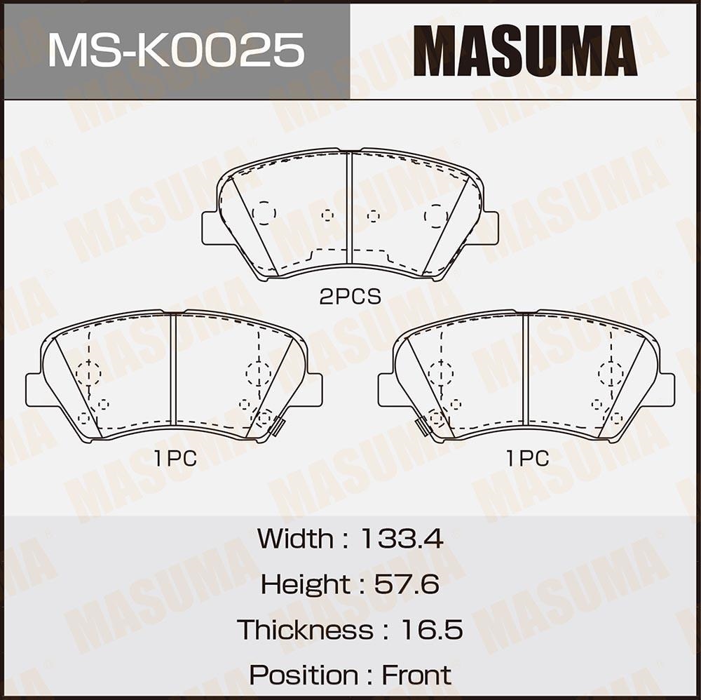 MASUMA MSK0025 Колодки тормозные HYUNDAI SOLARIS 11->