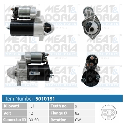 MEATDORIA 5010181 Стартер 12V 1,1 Kw