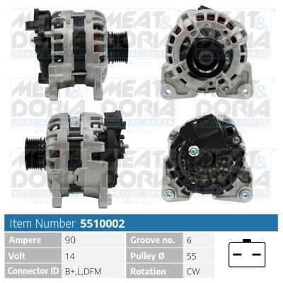 MEATDORIA 5510002 Генератор 12V 90A