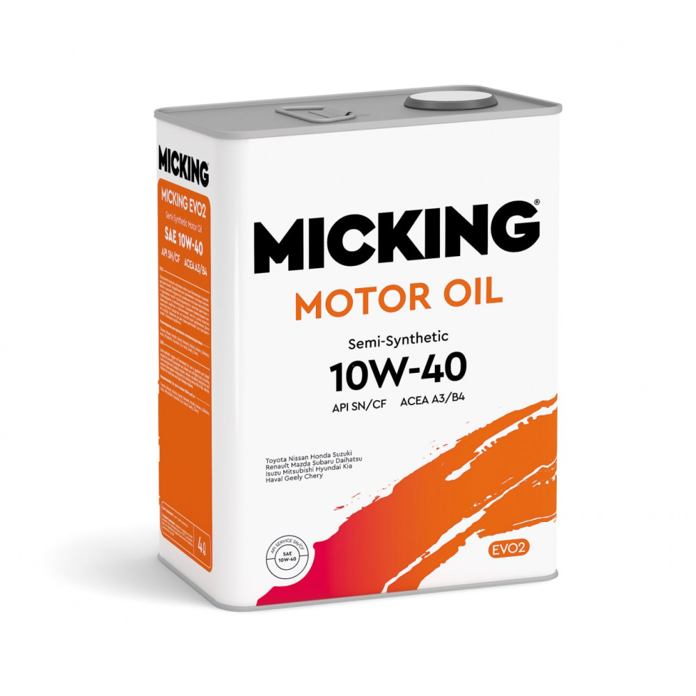 MICKING M2156 Масло моторное Micking Motor Oil EVO2 10W-40 SN/CF A3/B4 s/s 4л.