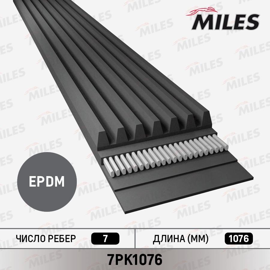 MILES 7PK1076 Ремень приводной поликлиновой 7PK1076