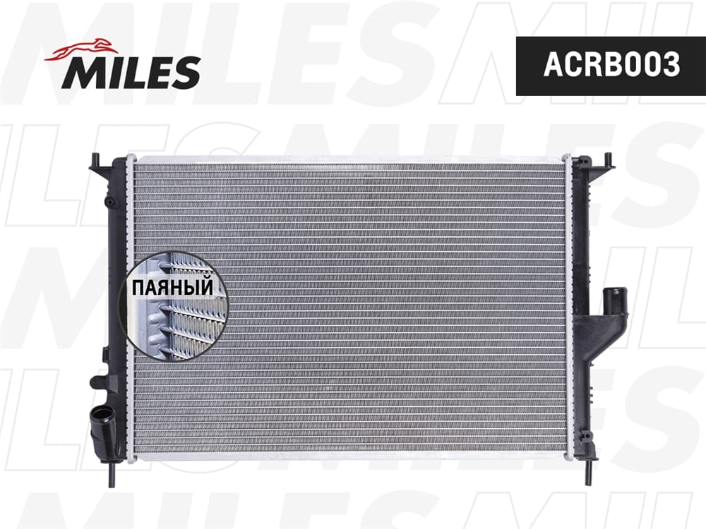 MILES ACRB003 Радиатор RENAULT DUSTER/LOGAN/SANDERO/ LADA LARGUS 1.2-1.6/1.5D +A/C 09-