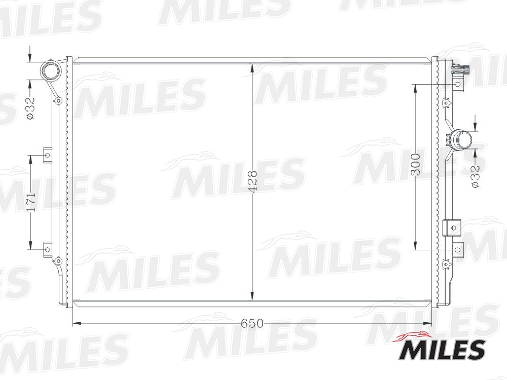 MILES ACRB189 Радиатор VW TIGUAN/SHARAN 1.4-2.0/2.0TD 07-