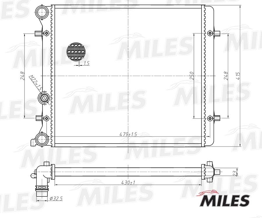 MILES ACRM164 Радиатор VAG G4/BORA/OCTAVIA 1.4/1.6 99-05