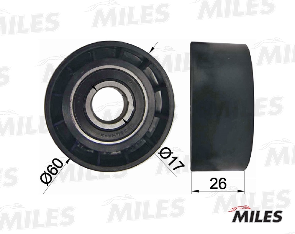 MILES AG03013 Ролик натяжителя поликлин.ремня