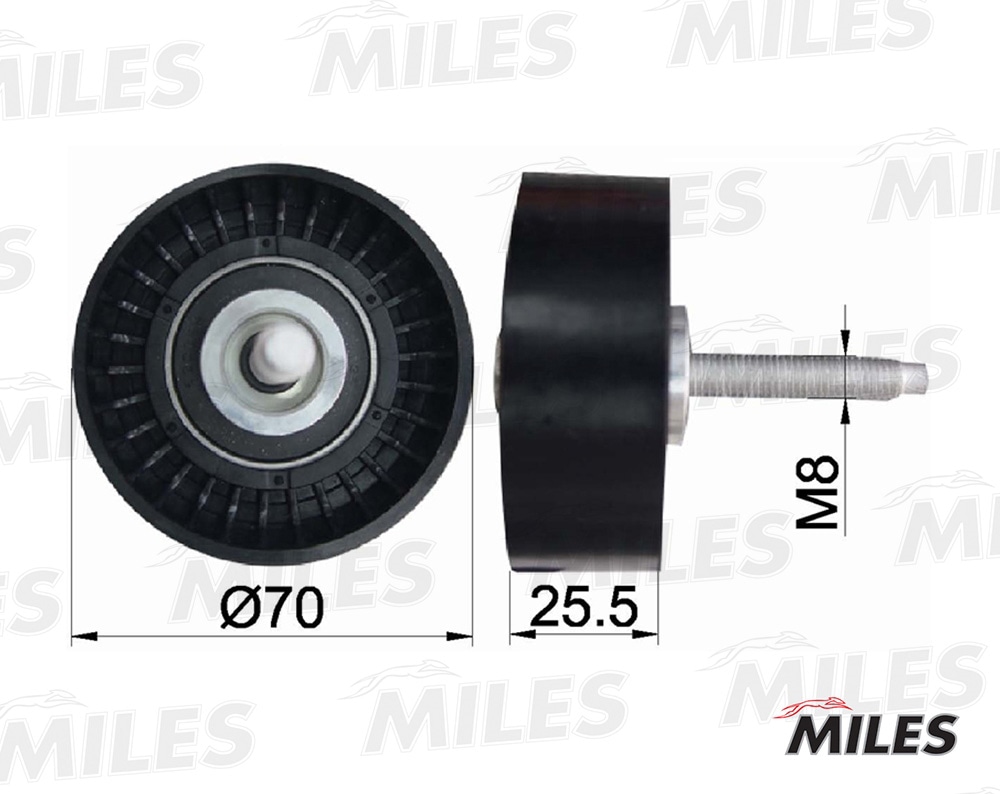 MILES AG03026 Ролик ремня приводного FORD MONDEO 00- обводной (INA 532065210) AG03026