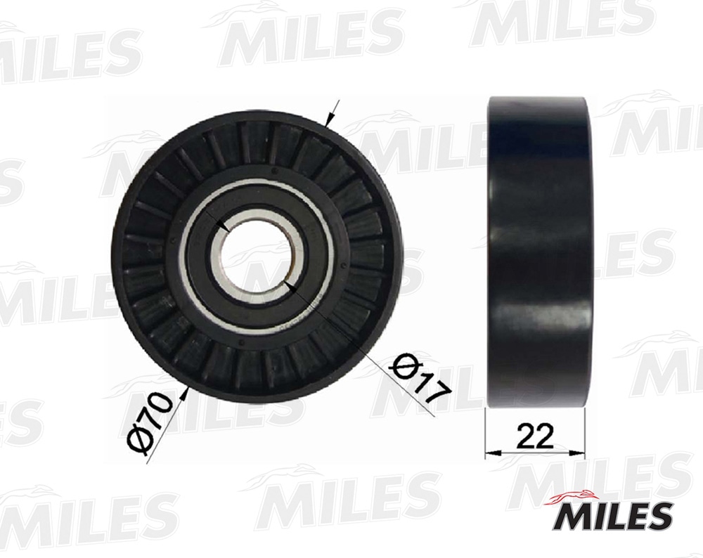 MILES AG03055 Ролик ремня приводного MERCEDES BENZ W168/W169/W245/W414 1.4-2.0 (INA 532040430) AG03055
