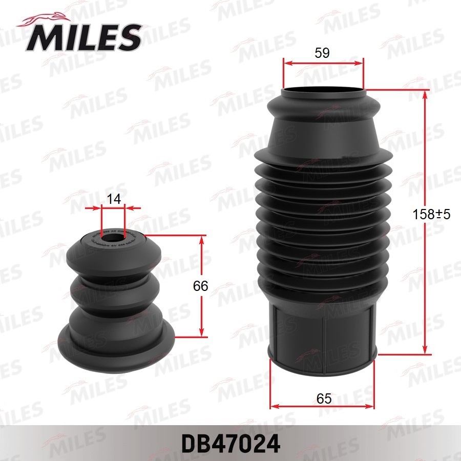 MILES DB47024 Пыльник+отбойник d14/h66x212 (к-т на 1 аморт.) универсальный
